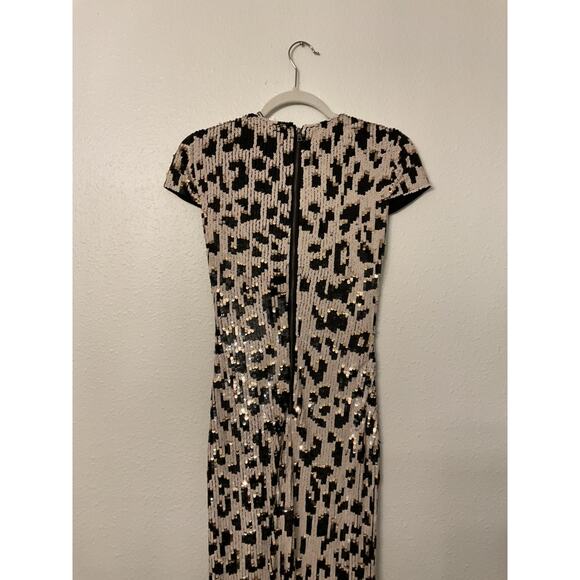 ALICE + OLIVIA NAT LEOPARD PRINT BODYCON SEQUIN DRESS 0 - Picture 11 of 13